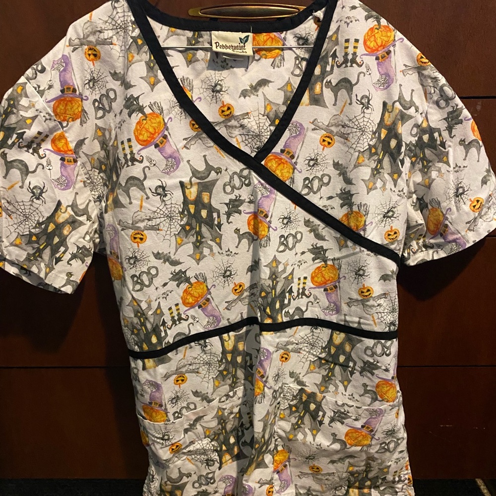 Halloween scrub top